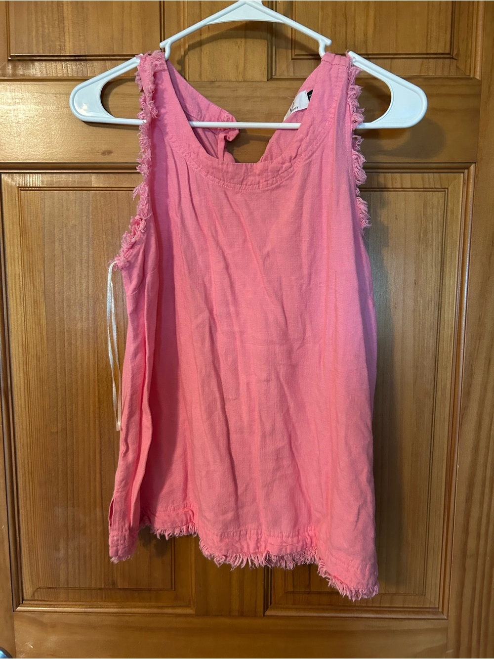 Pink Frayed Edge Sleeveless Women's Top